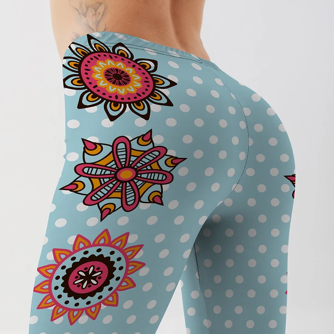 Women's Leggings Lake Blue Mandala Refreshing Workout Fitness Sportswear Yoga Pant