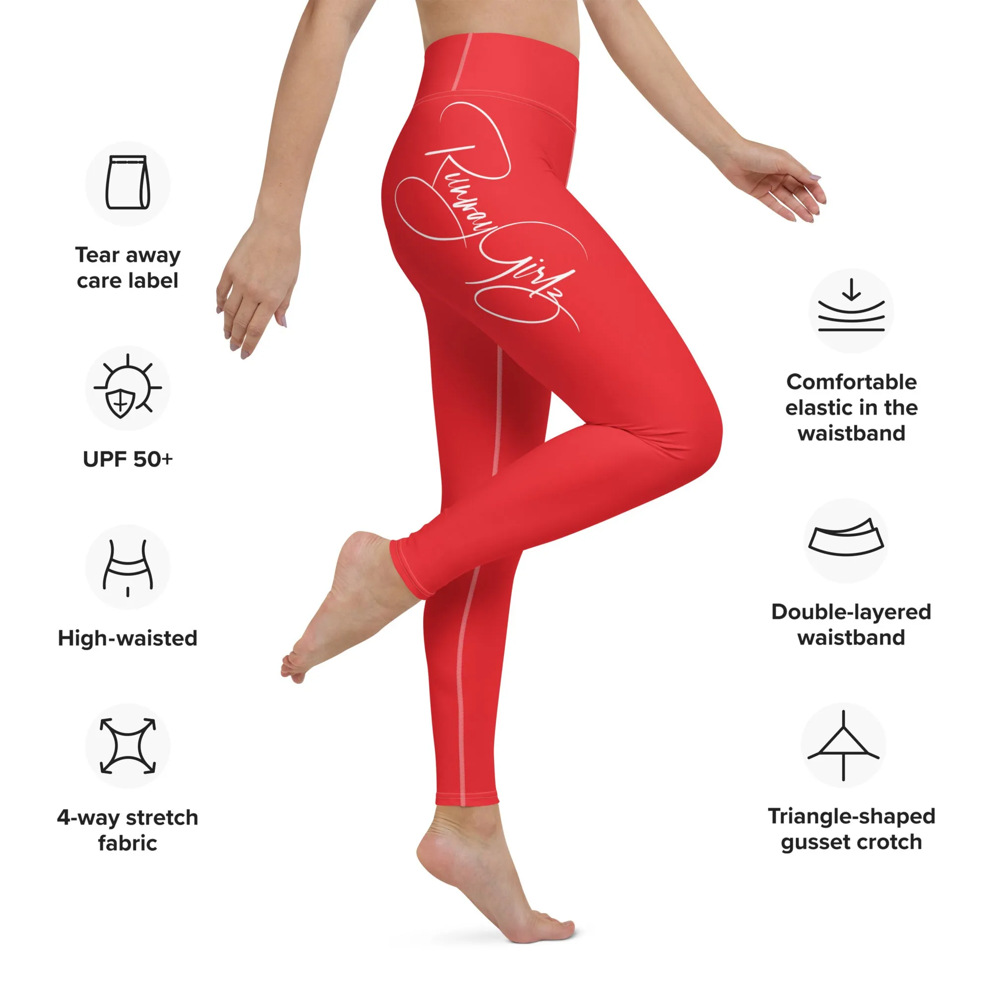 Women's Runway Girlz Yoga Leggings (Red/White)