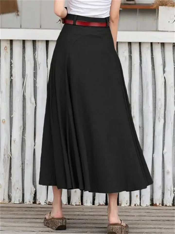 Women's Vintage High Waist All Match Loose A-line Skirt