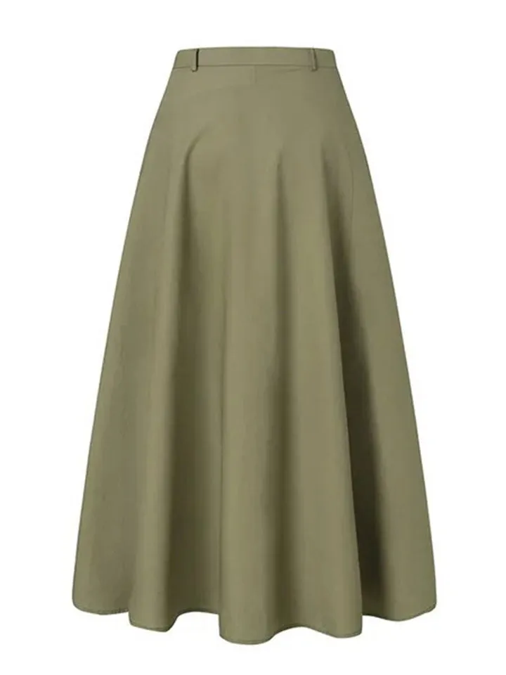 Women's Vintage High Waist All Match Loose A-line Skirt