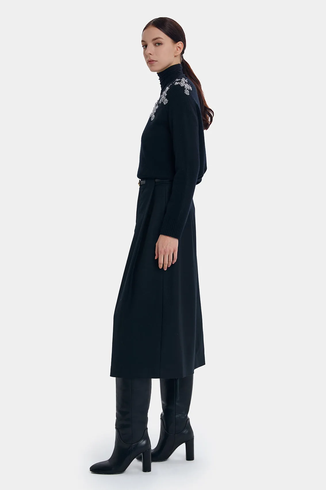 WOOL CASHMERE A-LINE SKIRT