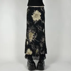 Y2K Aesthetic Floral Print Double Layer Mesh A-Line Fairy Skirt