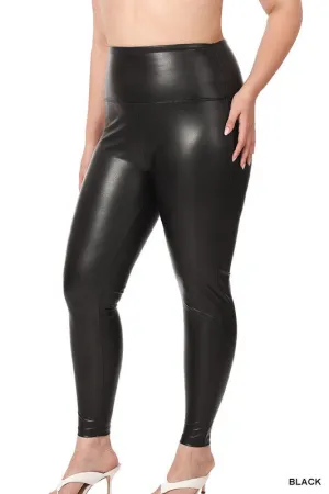ZENANA Plus High Rise Faux Leather Leggings