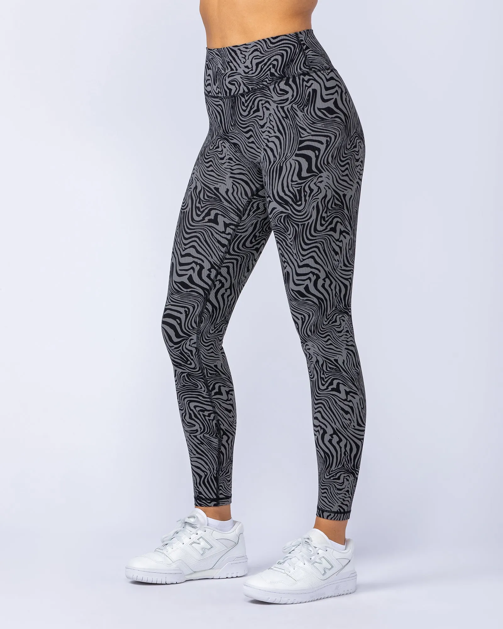 Zero Rise Rib Ankle Length Leggings - Black Zebra