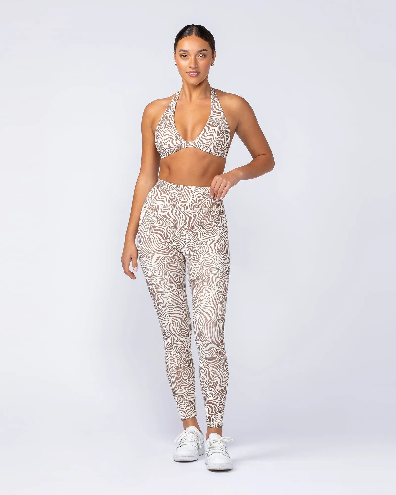 Zero Rise Rib Ankle Length Leggings - Cinnamon Zebra
